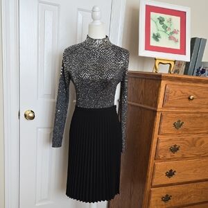 Once Again Sequin & Metallic Mock Neck Top